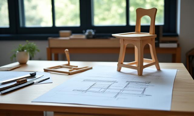 Skreddersydd møbeldesign, skisser og ferdig produkt